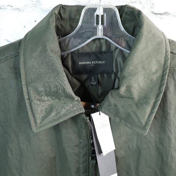 Banana Republic Men's Bomber Jacket Size Large Olive Green BNWT - Picture 2 of 16